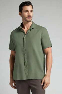 Blouse van Linnen en Katoen met Korte Mouwen