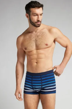Boxer Superior Katoen Print Strepen Blauw