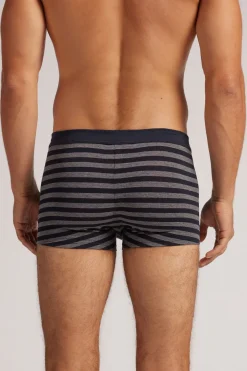 Boxer Superior Katoen Print Strepen Blauw Grijs