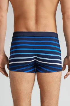 Boxer Superior Katoen Print Strepen Blauw