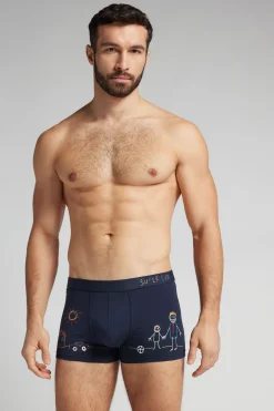 Boxer van Katoen Superior met Super Dad-print