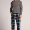 Broek Weefsel van Fijn Katoen Print Check Zwart Hemelsblauw