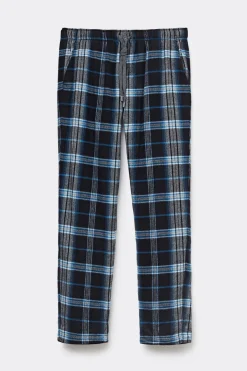 Broek Weefsel van Fijn Katoen Print Check Zwart Hemelsblauw