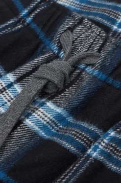 Broek Weefsel van Fijn Katoen Print Check Zwart Hemelsblauw
