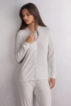 Chic Comfort Trui met Lange Mouwen Open aan de Voorkant van Modal