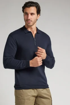 Gebreide Polo met Lange Mouwen en Rits