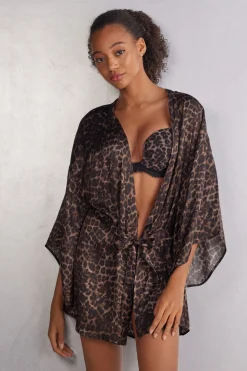 Kimono van Satijnen Viscose Luxurious Leopard