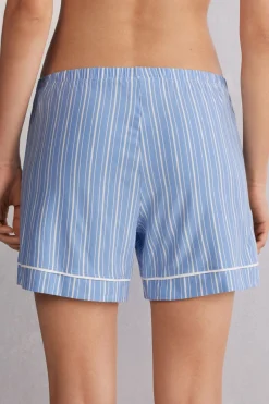 Korte broek in Modal met Oxford-Strepen
