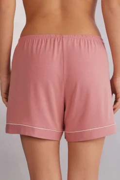 Korte Broek van Modal met Profielen in een Contrasterende Kleur