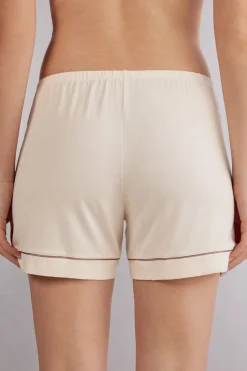 Korte Broek van Modal met Profielen in een Contrasterende Kleur