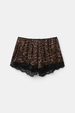 Korte Broek van Satijnen Viscose Luxurious Leopard