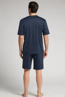 Korte Pyjama van Gemerceriseerd Premium Katoen