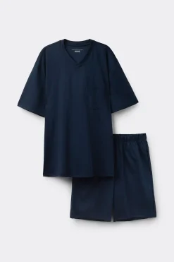 Korte Pyjama van Gemerceriseerd Premium Katoen