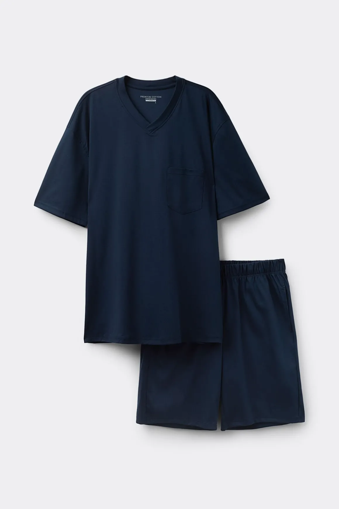 Korte Pyjama van Gemerceriseerd Premium Katoen