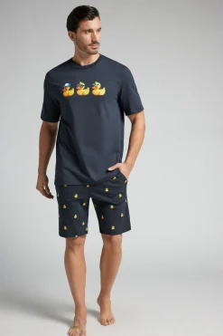 Korte Pyjama van Katoen met Eenden-print
