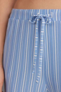 Lange Broek in Modal met Manchet van Oxford-Strepen