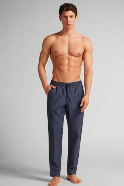Lange Broek van Fijn Linnen met Krijtstreepprint