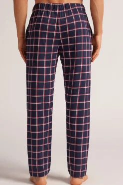 Lange Broek van Katoen met Blauw/Wit/Rode Ruitjesprint