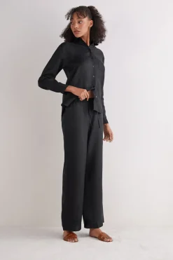 Lange broek van linnen met trekkoord