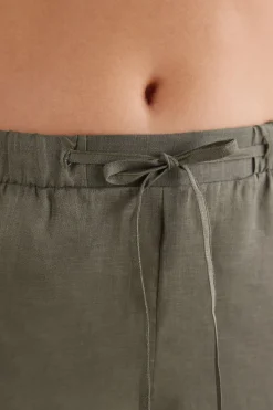 Lange broek van linnen met trekkoord