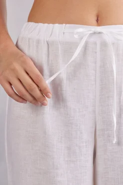 Lange broek van linnen met trekkoord