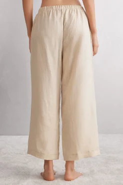 Lange broek van linnen met trekkoord