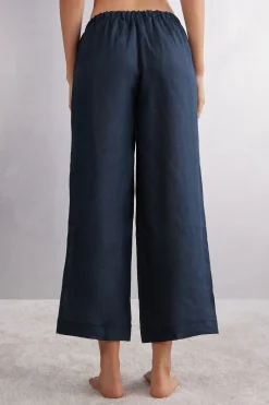 Lange broek van linnen met trekkoord