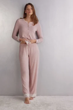 Lange Broek van Modal met Details van Kant