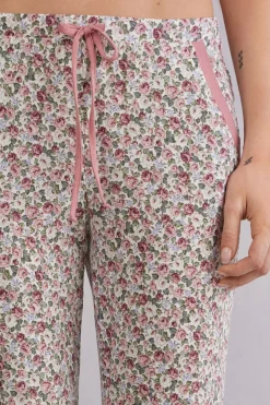 Lange Broek van Modal met Manchet Floral Romance