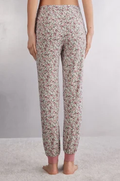 Lange Broek van Modal met Manchet Floral Romance