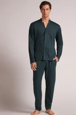Lange Pyjama met Open Voorzijde van Katoen