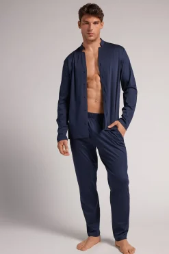 Lange Pyjama met Open Voorzijde van Katoen