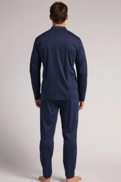 Lange Pyjama met Open Voorzijde van Katoen