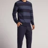 Lange Pyjama Tricot Blauwe Strepen
