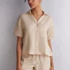 Overhemdblouse met korte mouwen van linnen