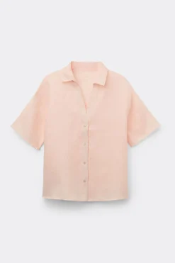 Overhemdblouse met korte mouwen van linnen