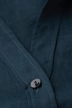 Overhemdblouse met korte mouwen van linnen