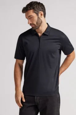 Poloshirt met Korte Mouwen en Rits van Gemerceriseerd Premium Katoen