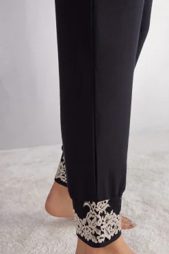 Pretty Flowers Lange Broek in Modal met Manchet