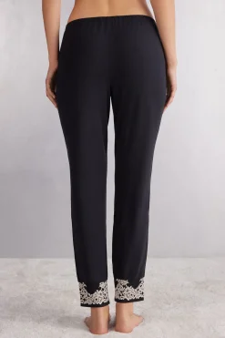 Pretty Flowers Lange Broek in Modal met Manchet