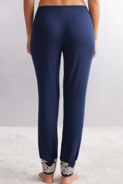 Pretty Flowers Lange Broek in Modal met Manchet