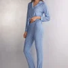 Rechte Broek in Modal met Oxford-Strepen