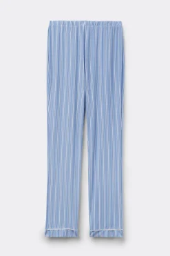 Rechte Broek in Modal met Oxford-Strepen