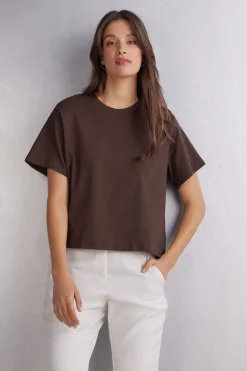 Shirt met Korte Mouwen Boxy Fit Katoen