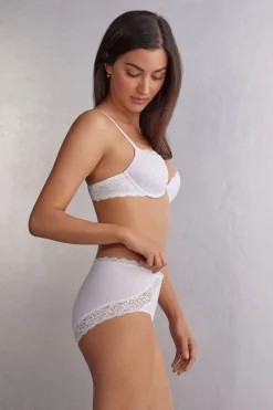 Slip met Halfhoge Taille van Katoen en Kant