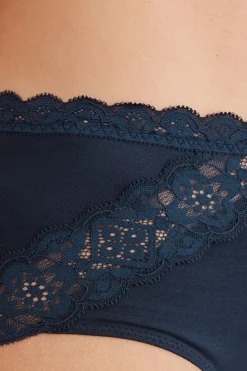 Slip met Halfhoge Taille van Katoen en Kant