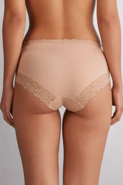 Slip met Halfhoge Taille van Katoen en Kant