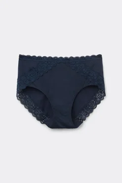 Slip met Halfhoge Taille van Katoen en Kant