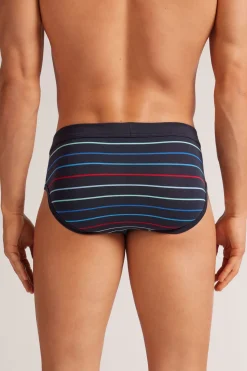 Slip van Katoen Superior met Meerkleurige Streepprint