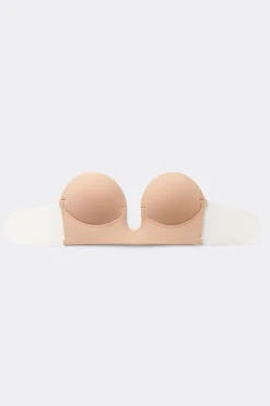 Strapless Bra with Graduated Padding and Plunge Front